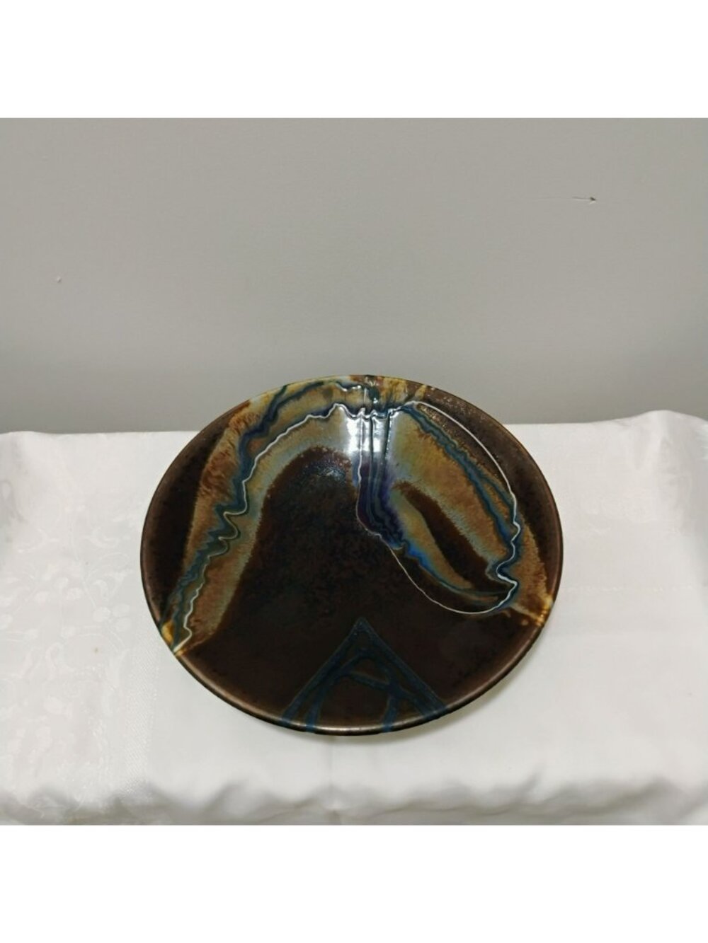 Marc Matsui Studio Art Pottery Bowl w Abstract Glaze Design 12" Signed Vintage - Picture 14 of 14